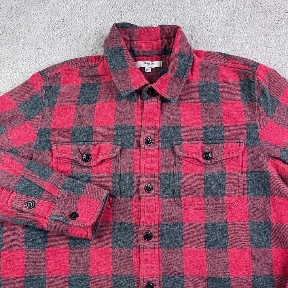 Madewell Shirt Womens Small‎ Red Black Buffalo Plaid Flannel Button Up Outdoor